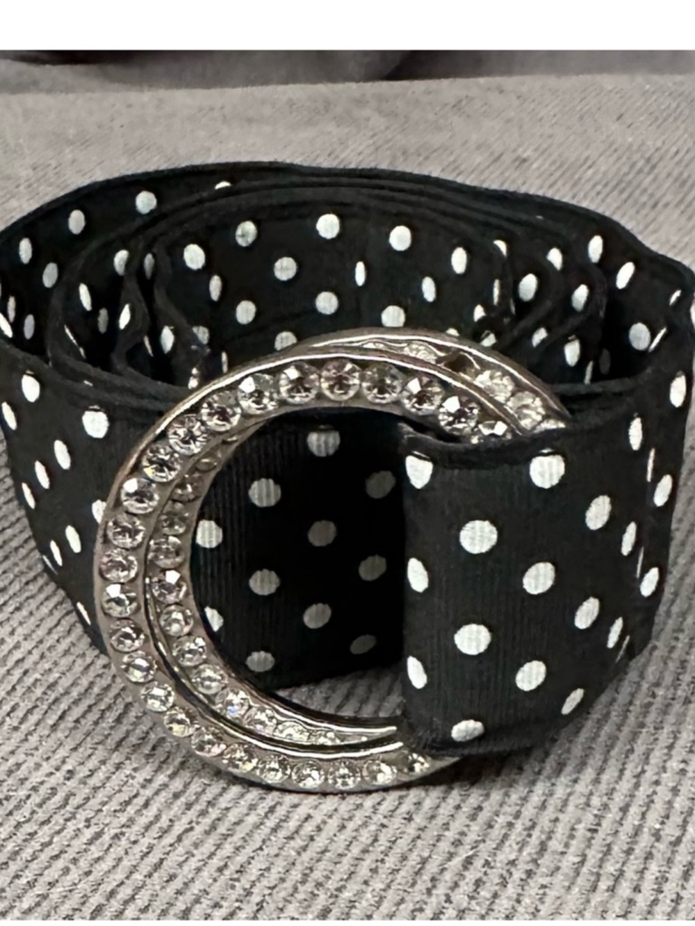 Vintage Polka dot belt black white size small women’s adjustable express
